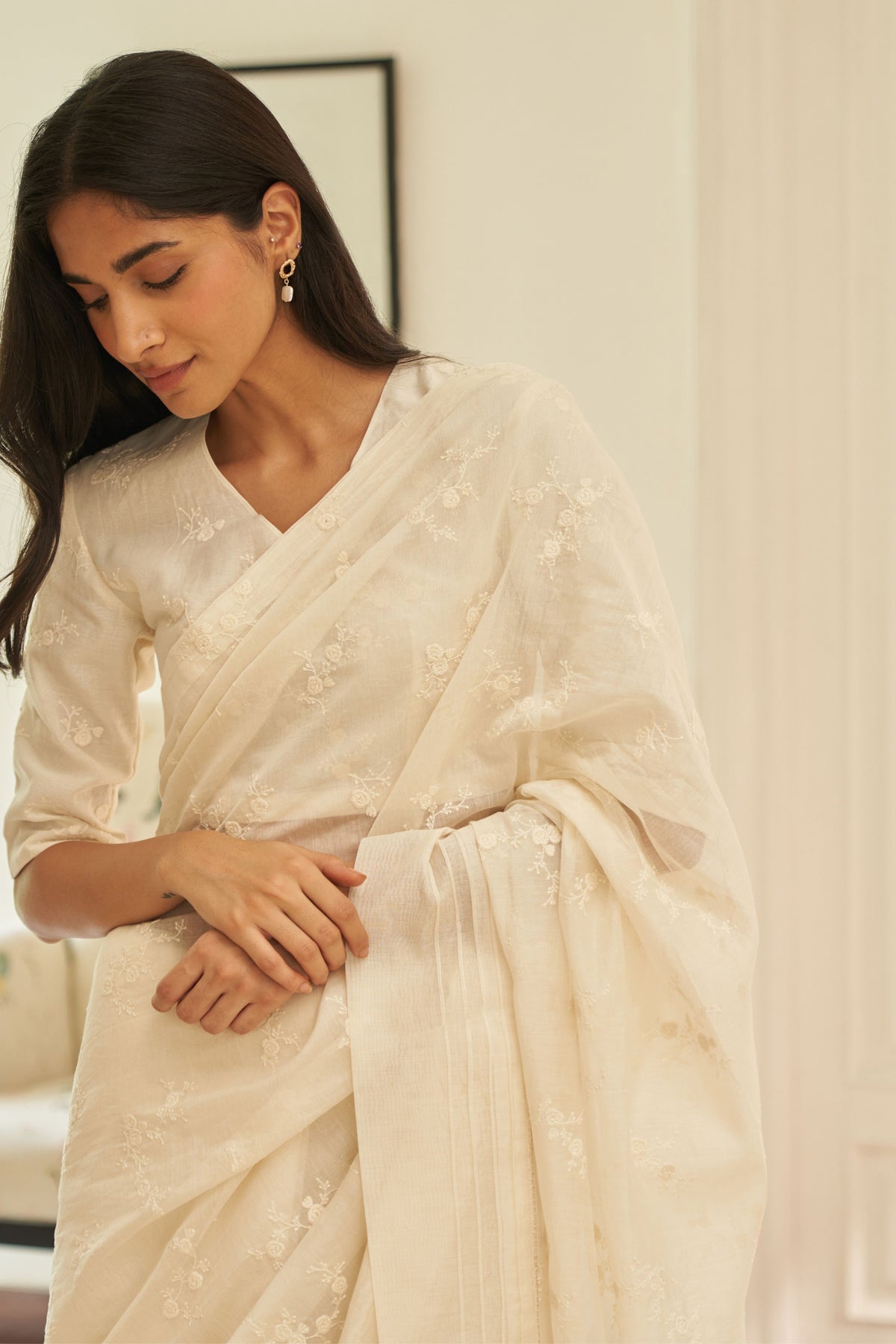 Swan Embroidered Saree