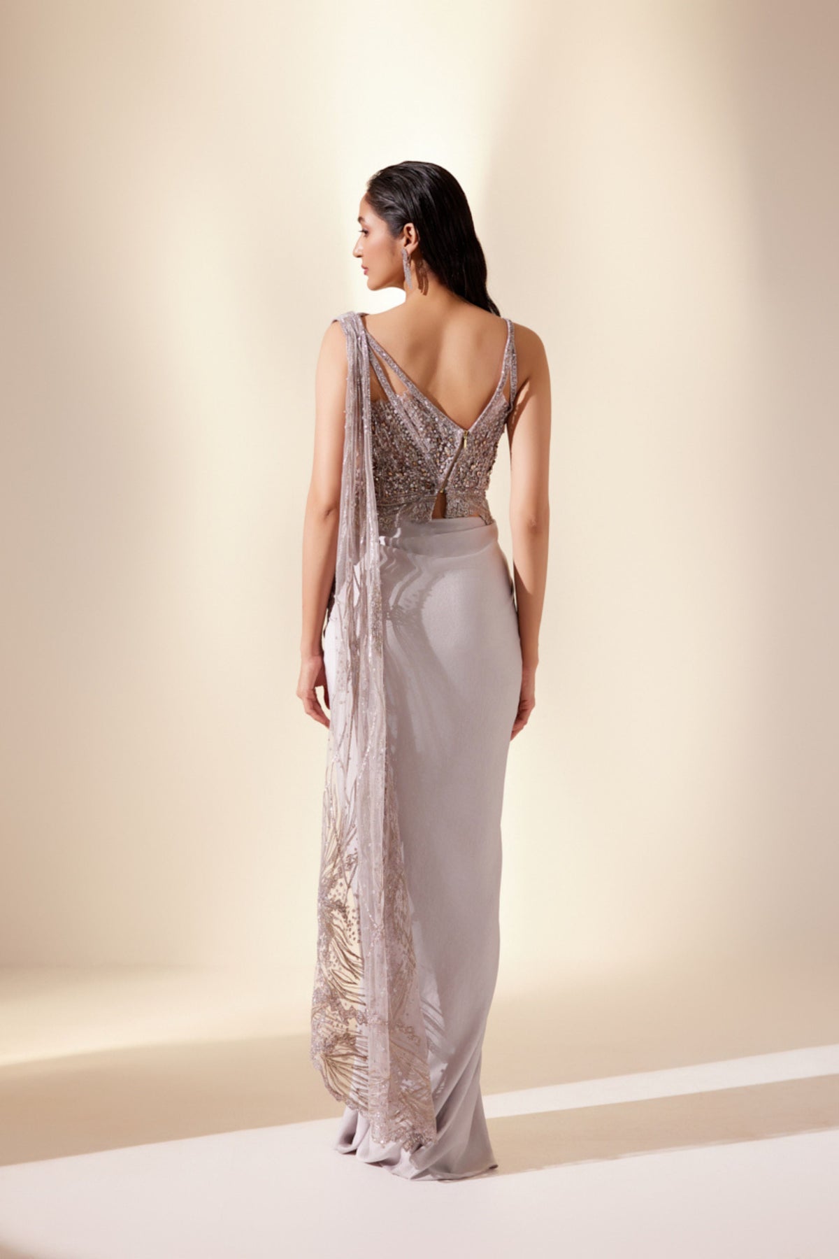 Lunar Lilac Grey Saree