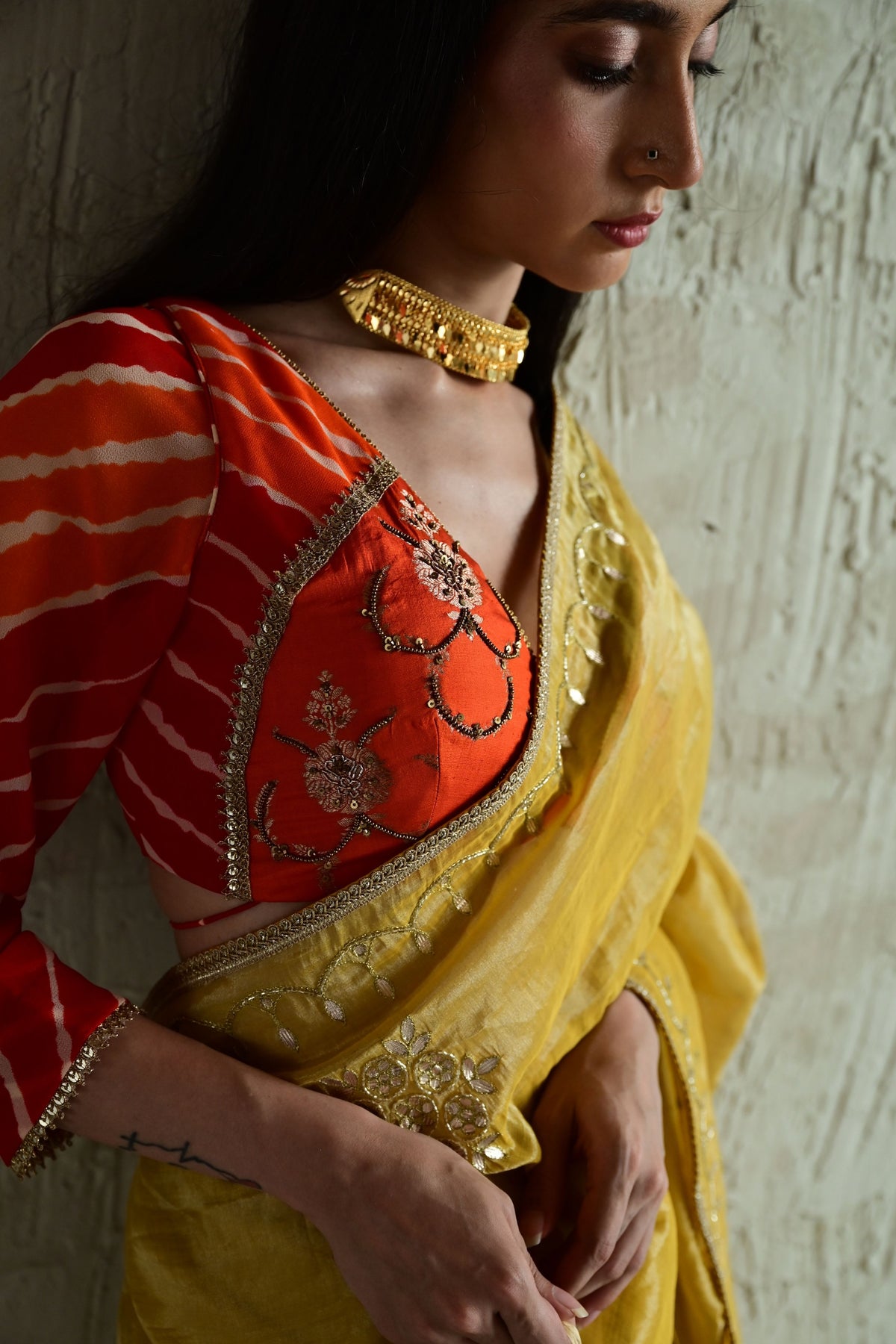 Coral Orange Madhuri Choli