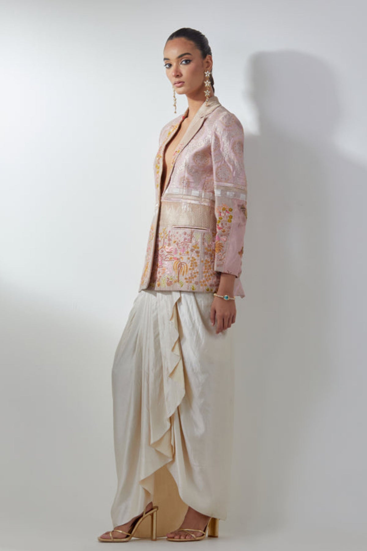 Pink Embroidery Blazer