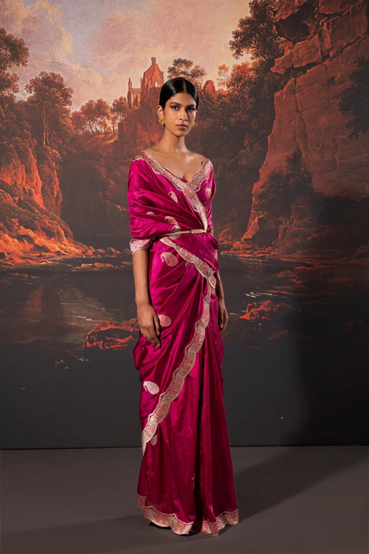 Handwoven Garnet Silk Saree