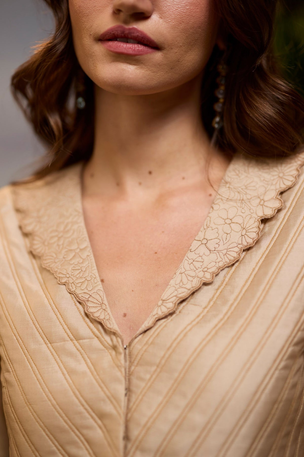 Cloudbloom Quilted Beige Blouse