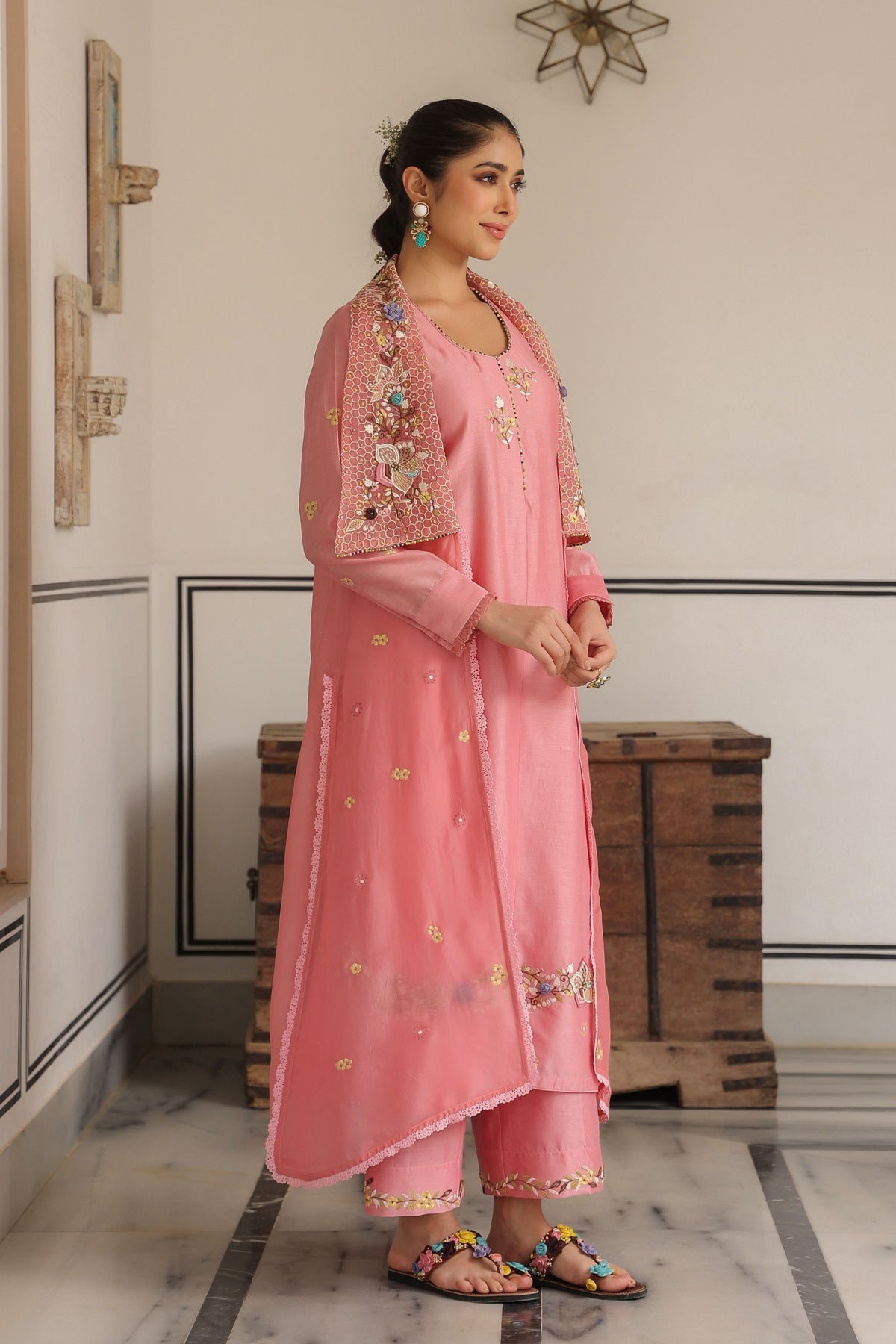 Gulzar  Pink Jacket Set