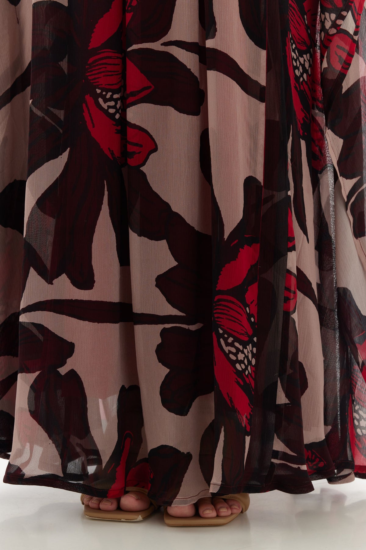 Beige and Brown Floral Kaftan