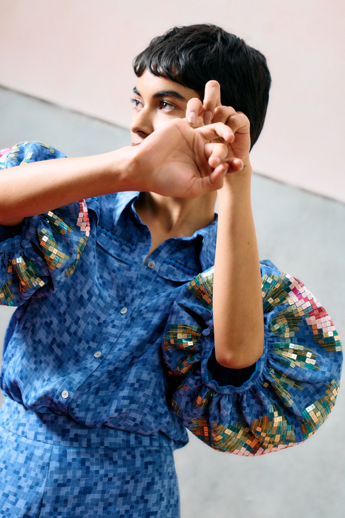 Capri Balloon Shirt Blue