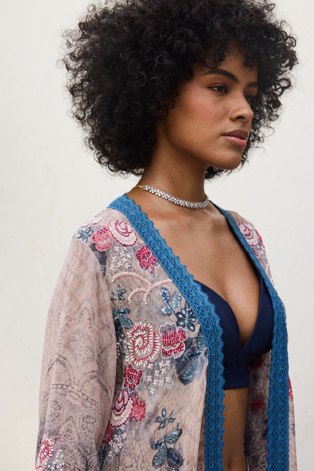 Ira Blue Printed Cape Set