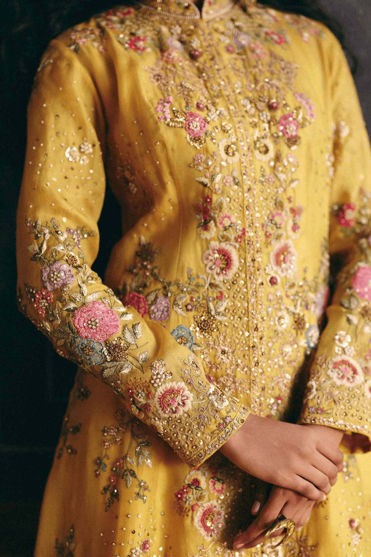Yellow Long Jacket With Sharara