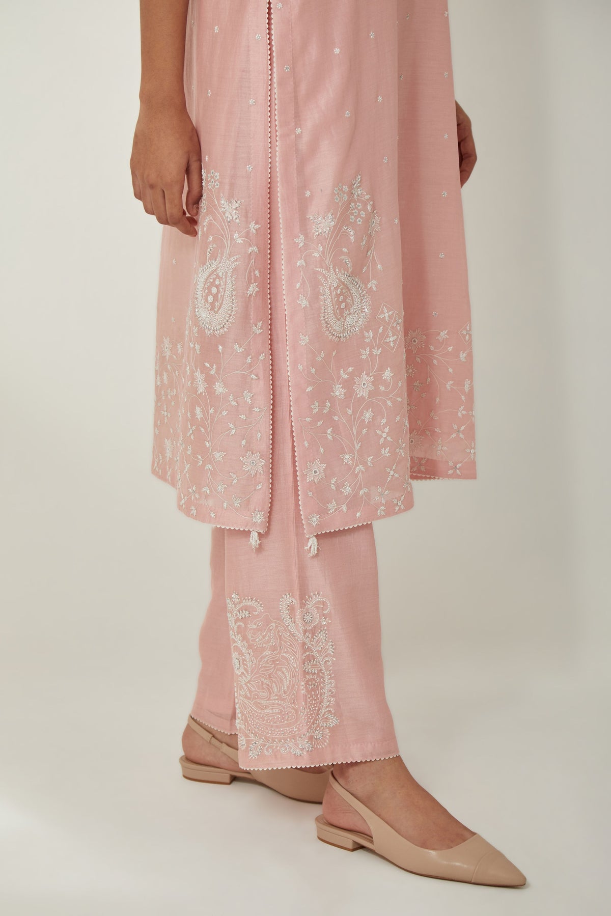 Pink Chanderi Straight Kurta Set