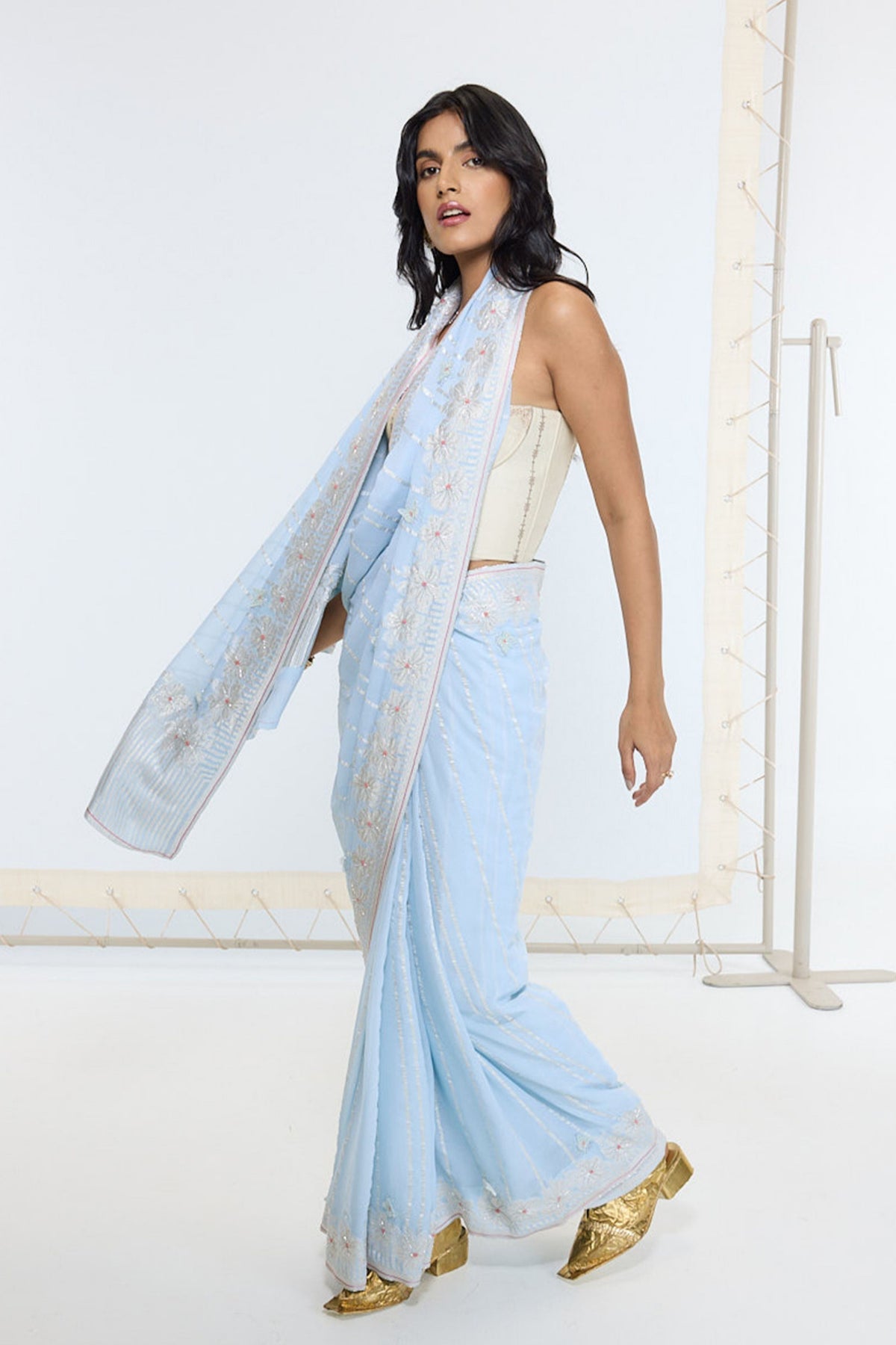 Handwoven Sky Blue Saree
