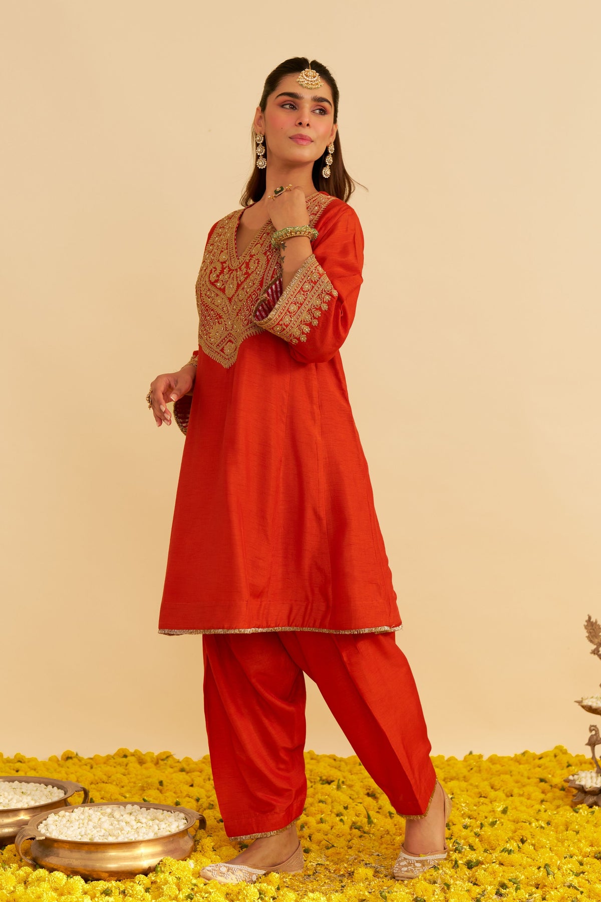 Mehza Orange Salwar Set