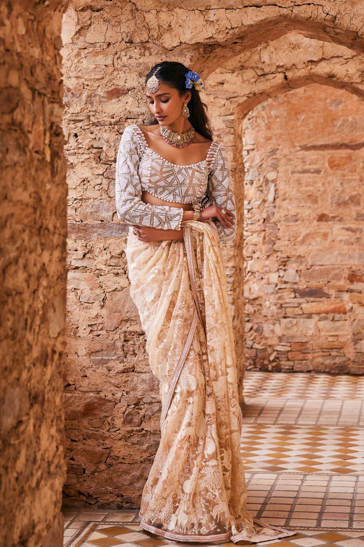 Green Tasnim Saree Set