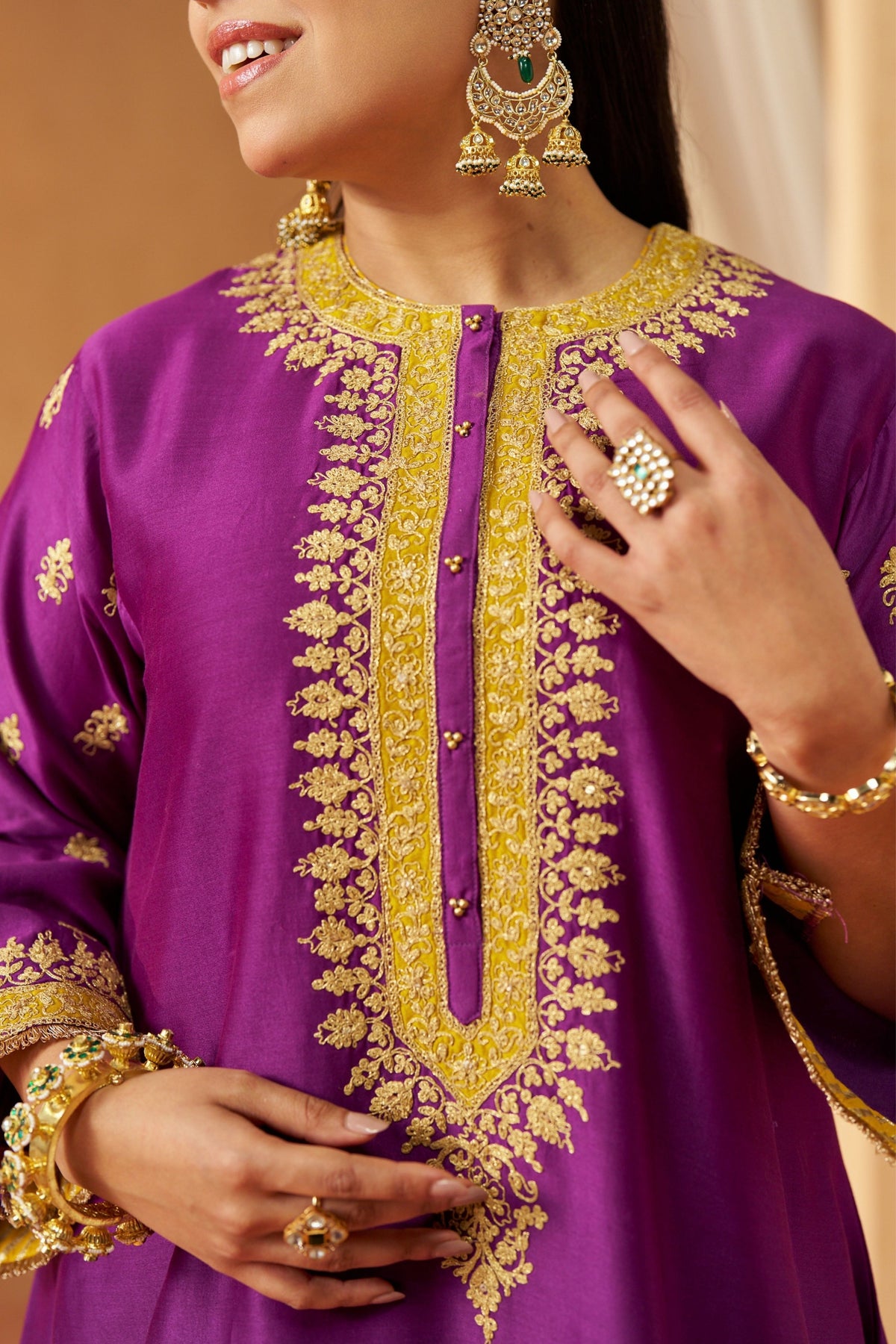 Zeenal Deep Purple A-Line Kurta Set