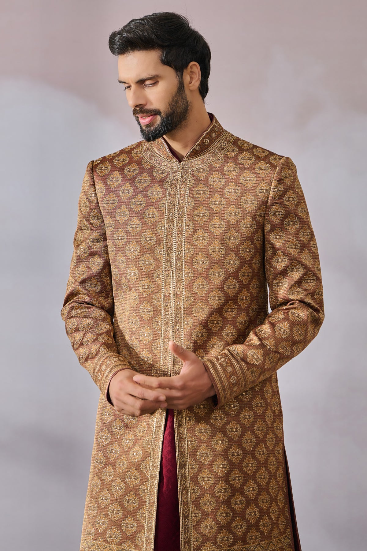 Phulkari Inspired Printed Sherwani Set