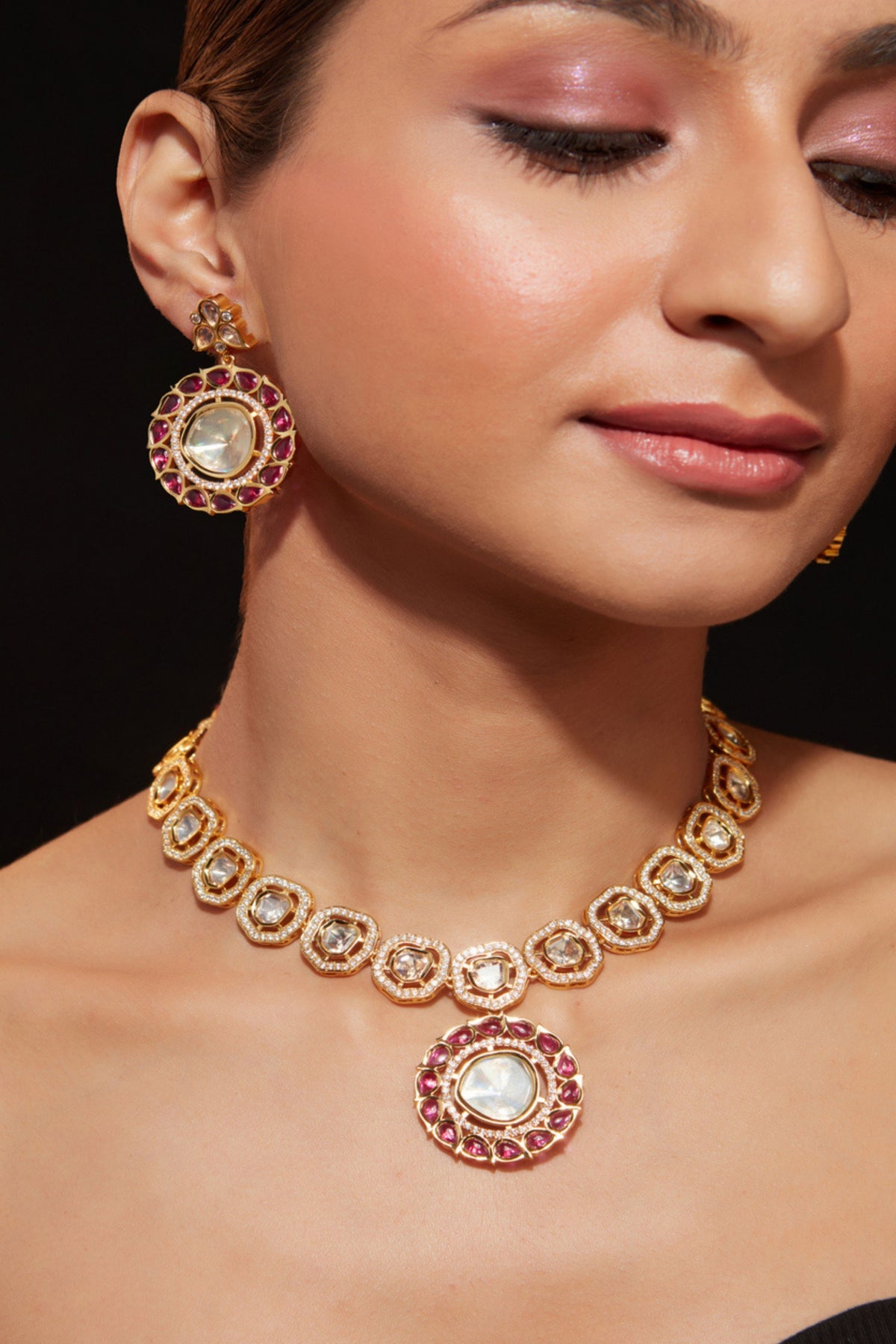 Red Stone Necklace Set