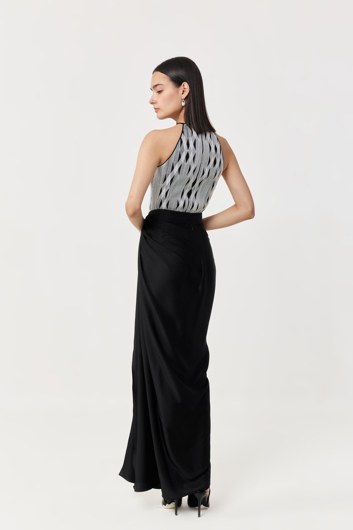 Entwined Black White Corded Halter Top