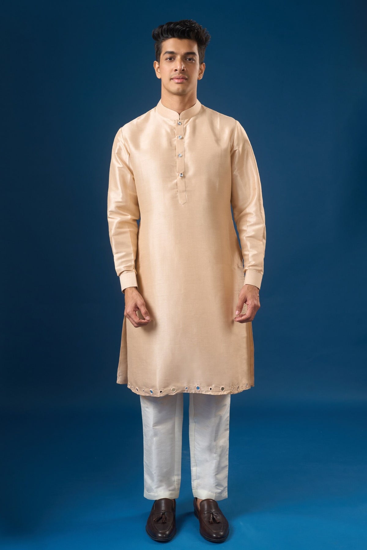 Peach Mirror Kurta-bundi Set