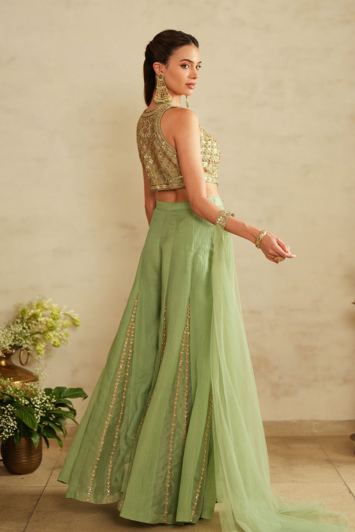 Aqua Green Kali Sharara Set