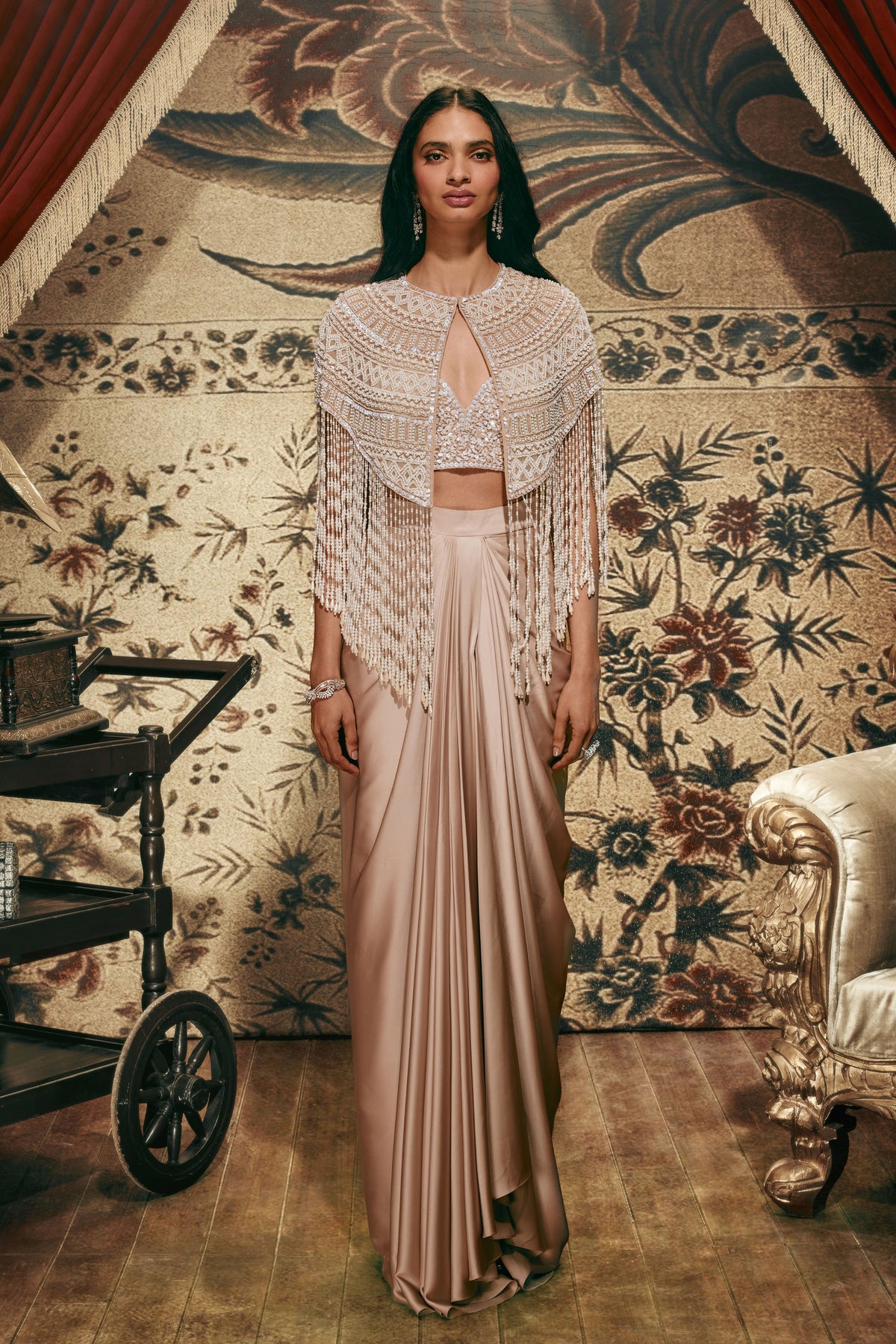 Lucinda Beige Cape Set