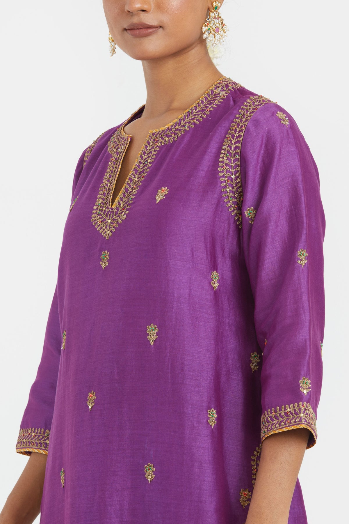 Chanderi Straight Kurta Set