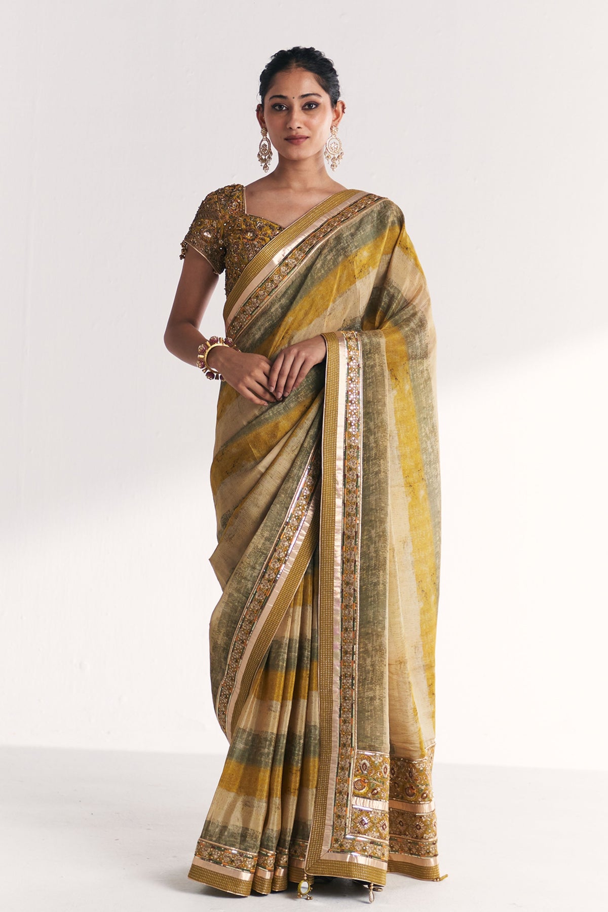 Kusum Lime Green Saree