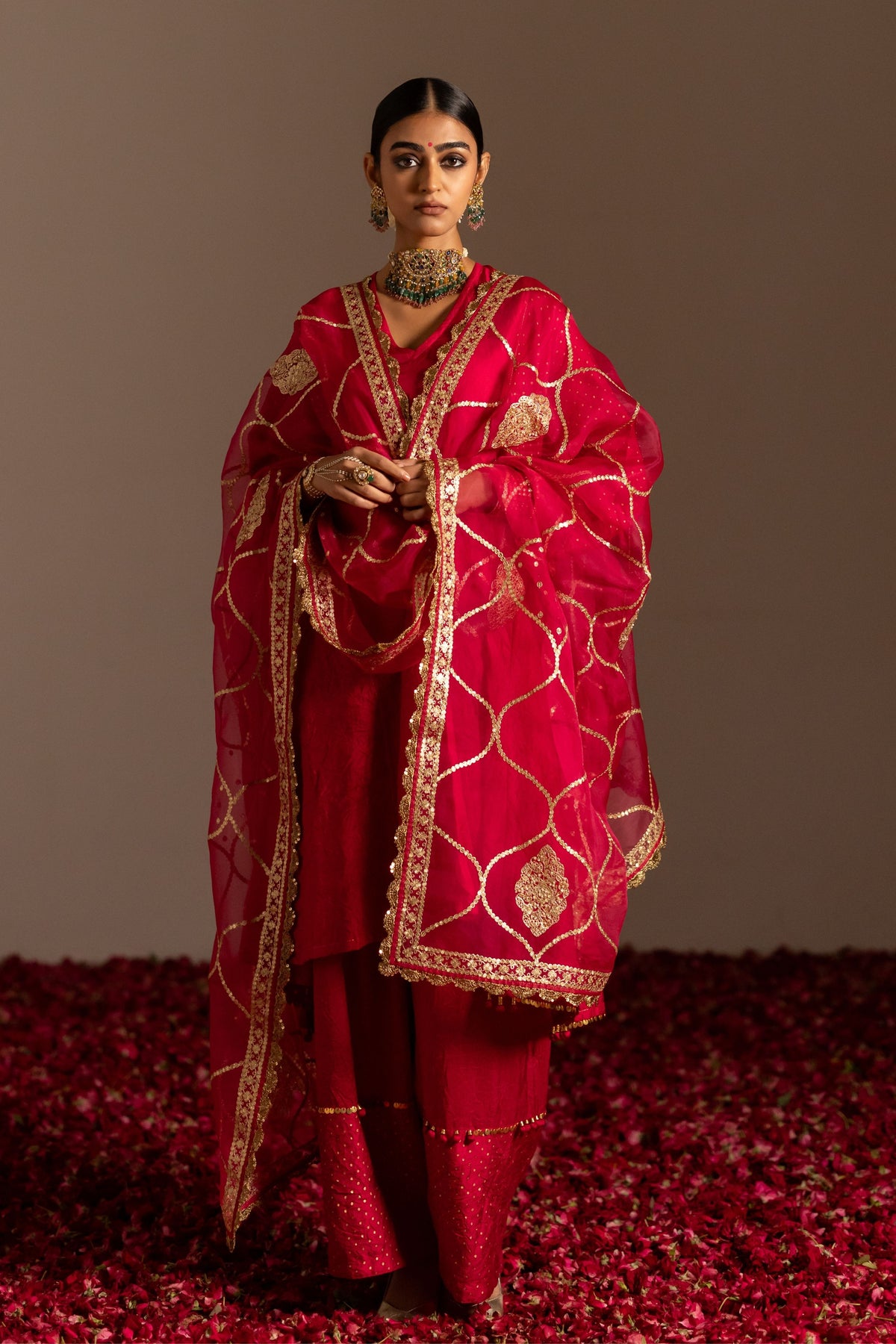 Pink Organza Jaal Dupatta