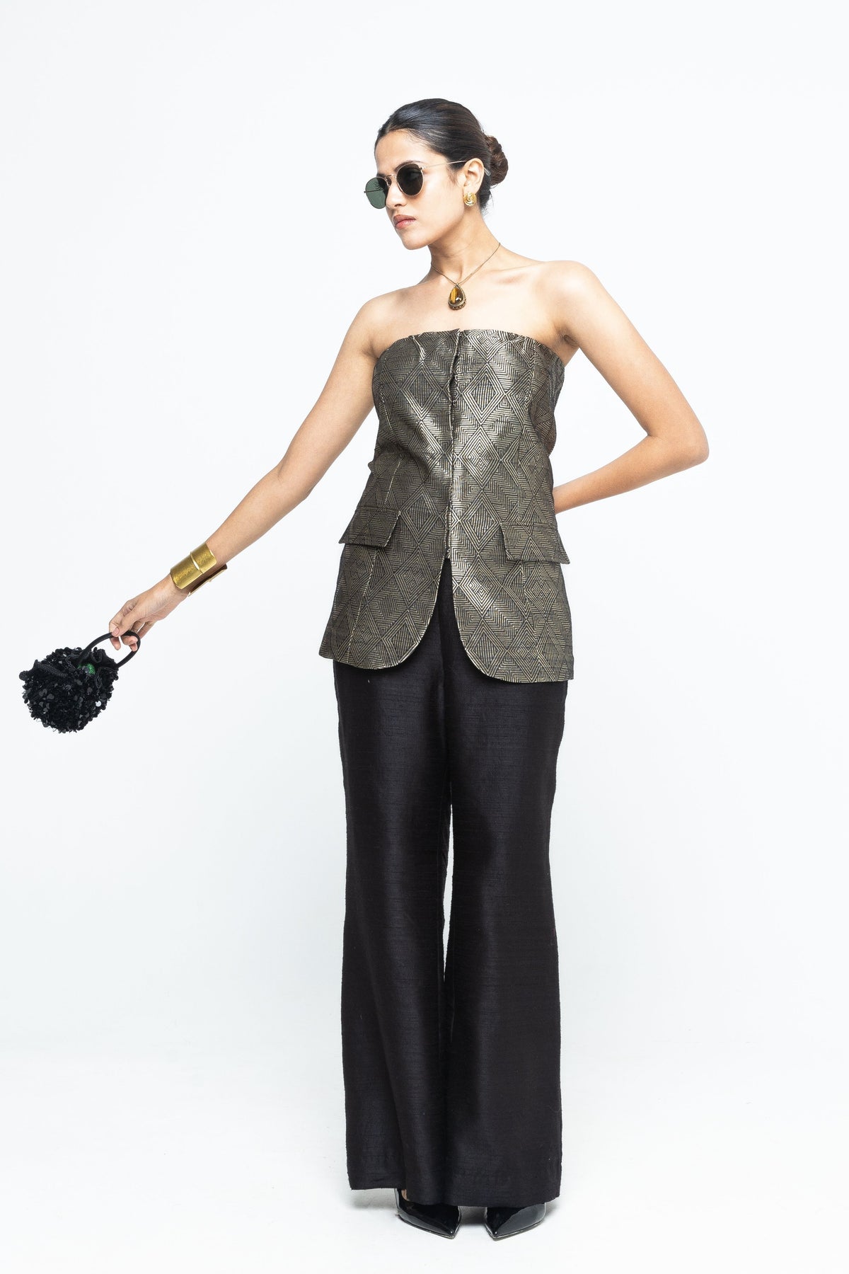 Tiya Black Tube Jacket Set