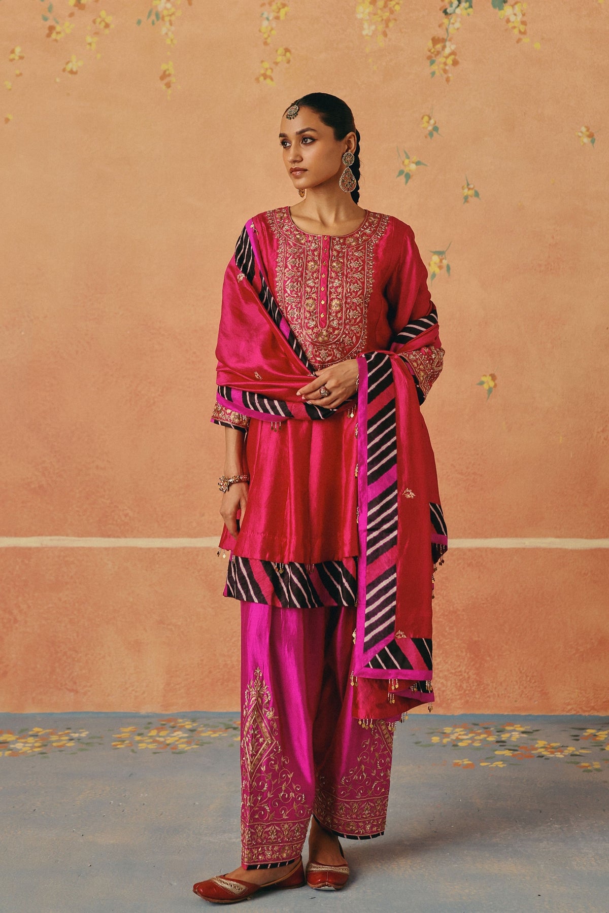 Red Rani Short Anarkali Set
