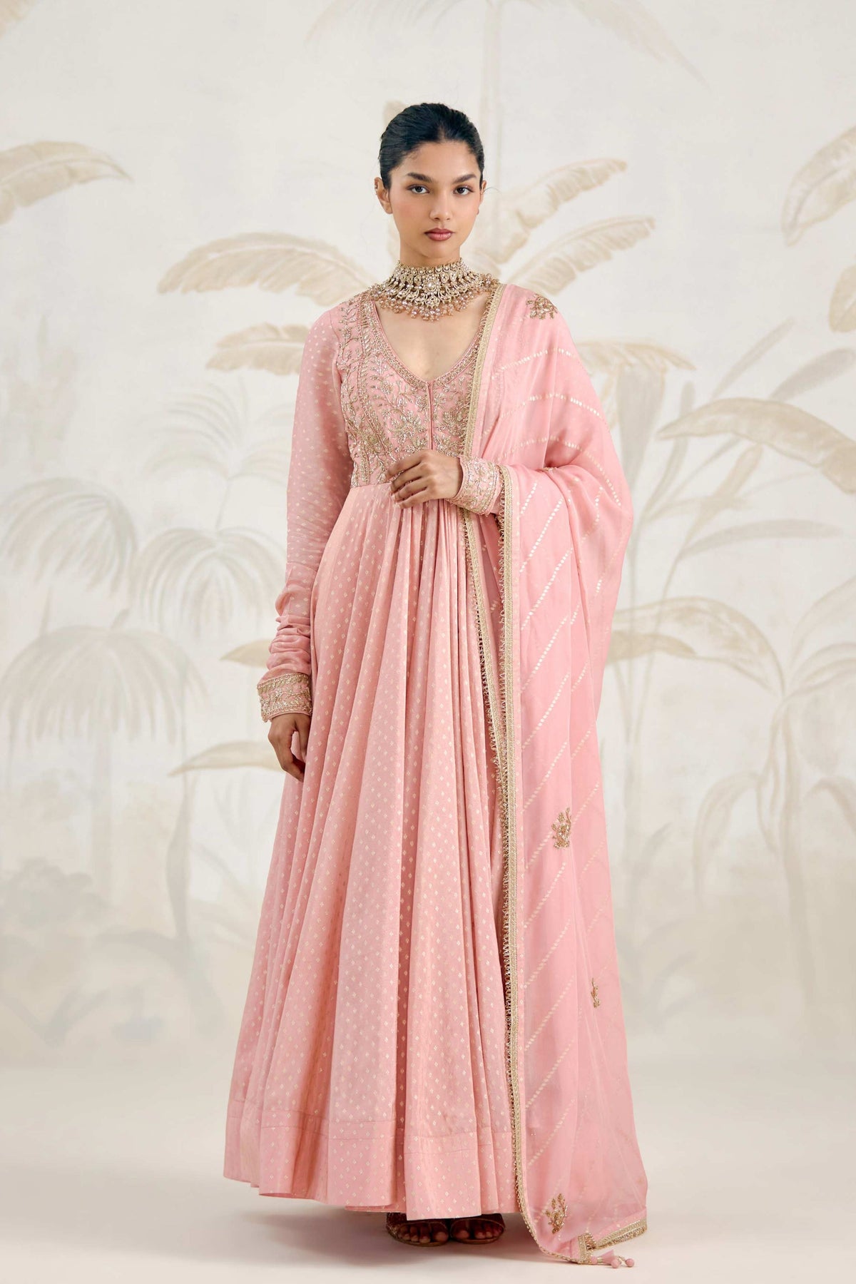 Old Rose Pink Anarkali Set