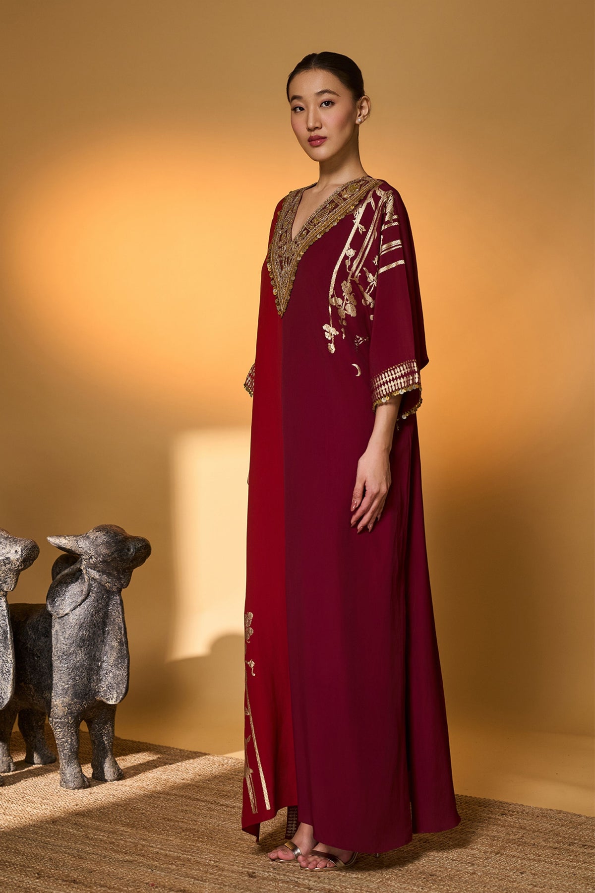 Red Plum Moonlight Melody Kaftan