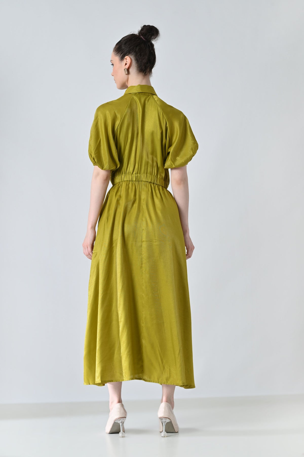 Olive Gathered Utility Dress