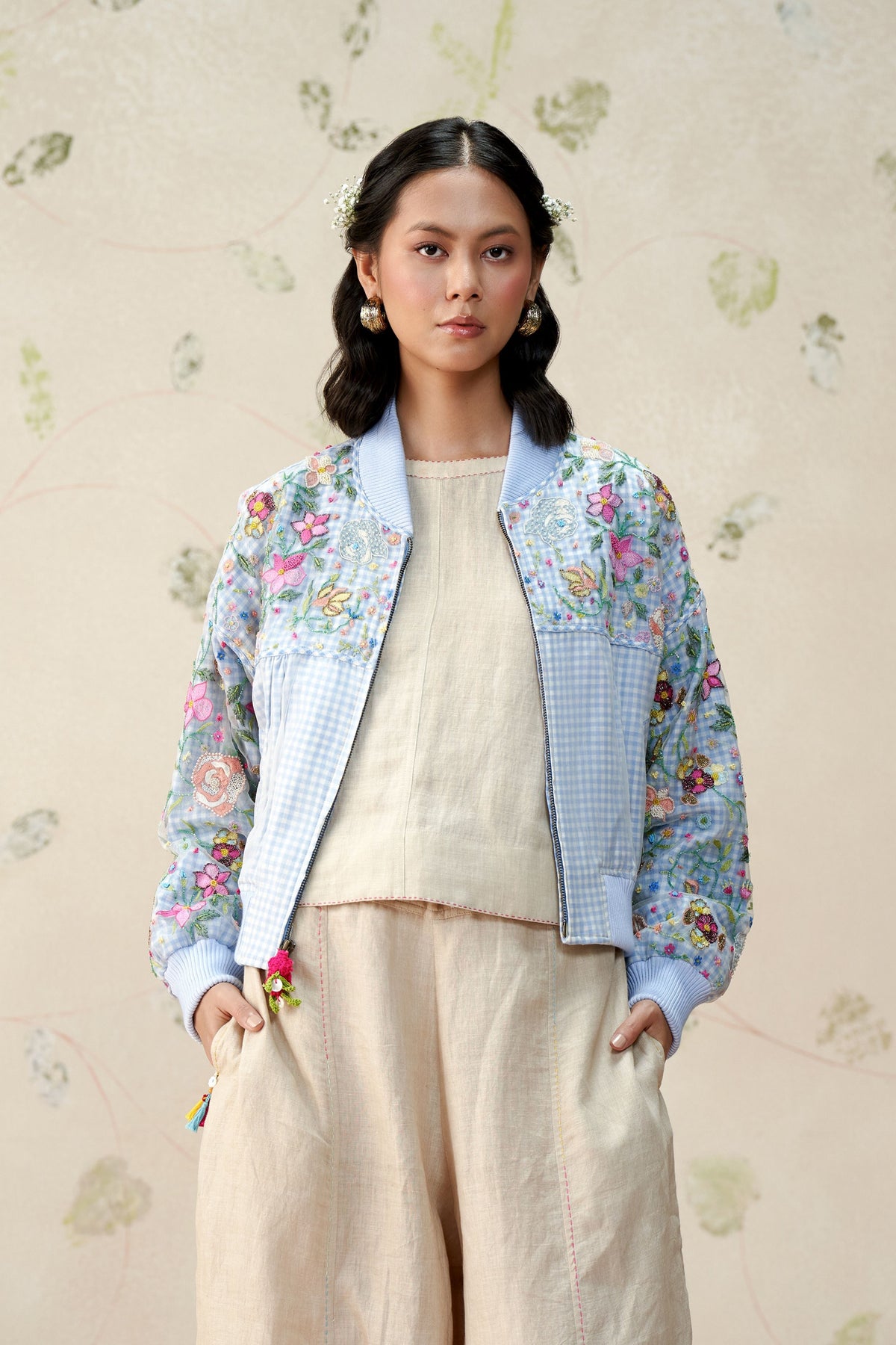 Emilie Gingham Bomber Jacket