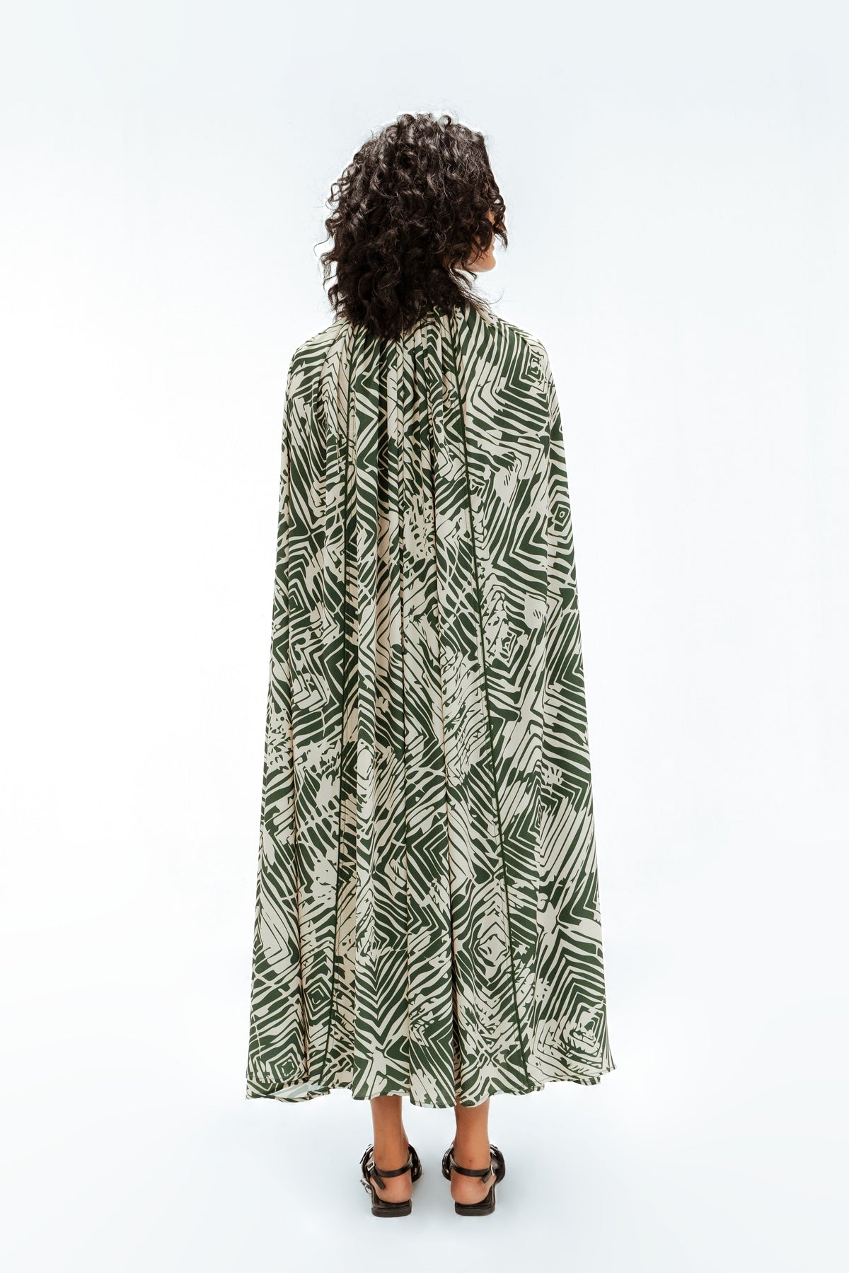 Florix Print Crepe Cape Dress