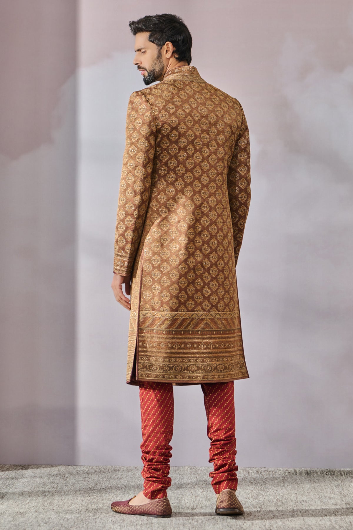 Phulkari Inspired Printed Sherwani Set