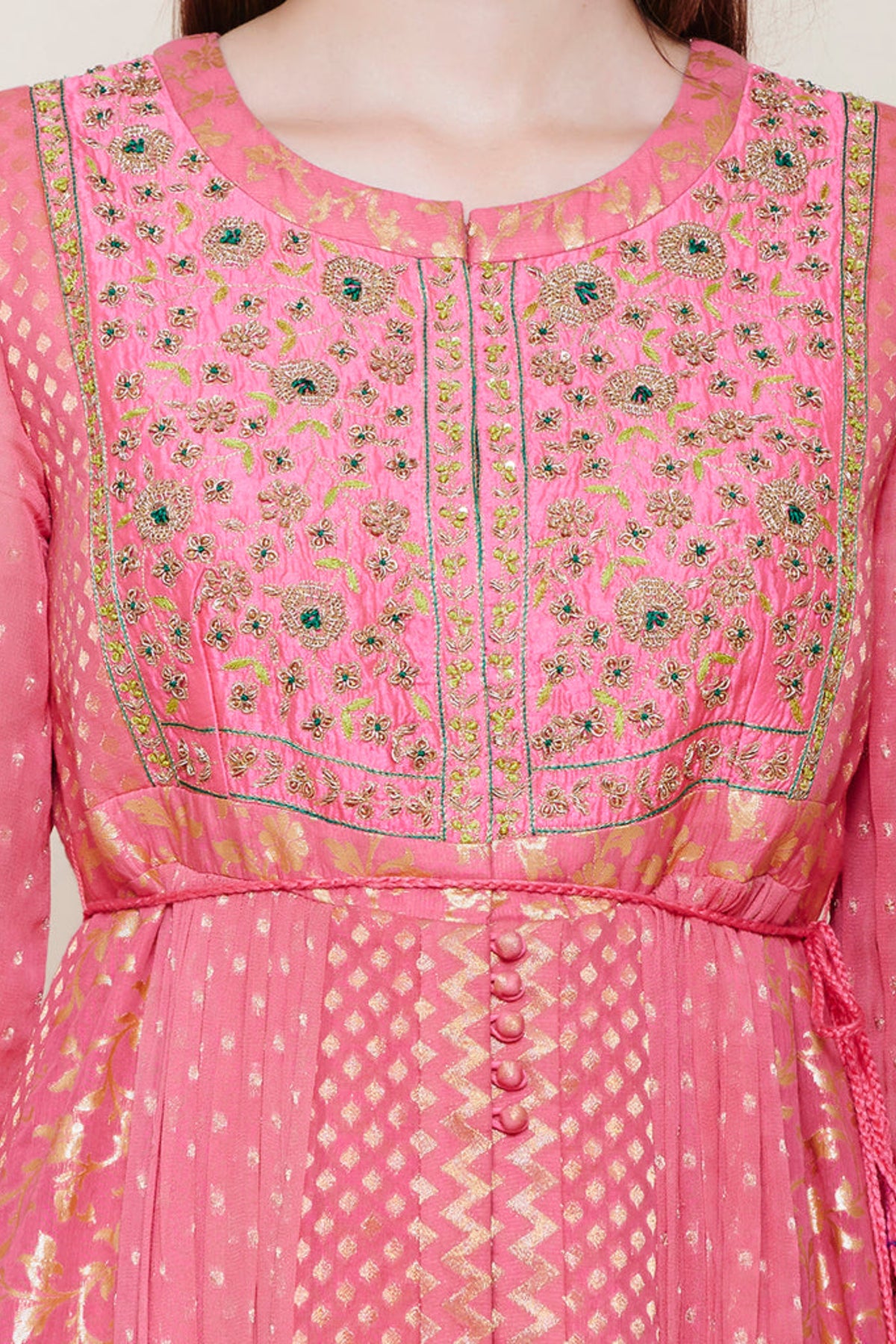 Dark coral pink anarkali set