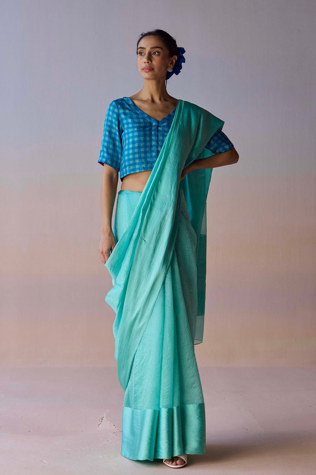 Infinite Grace Blue Saree