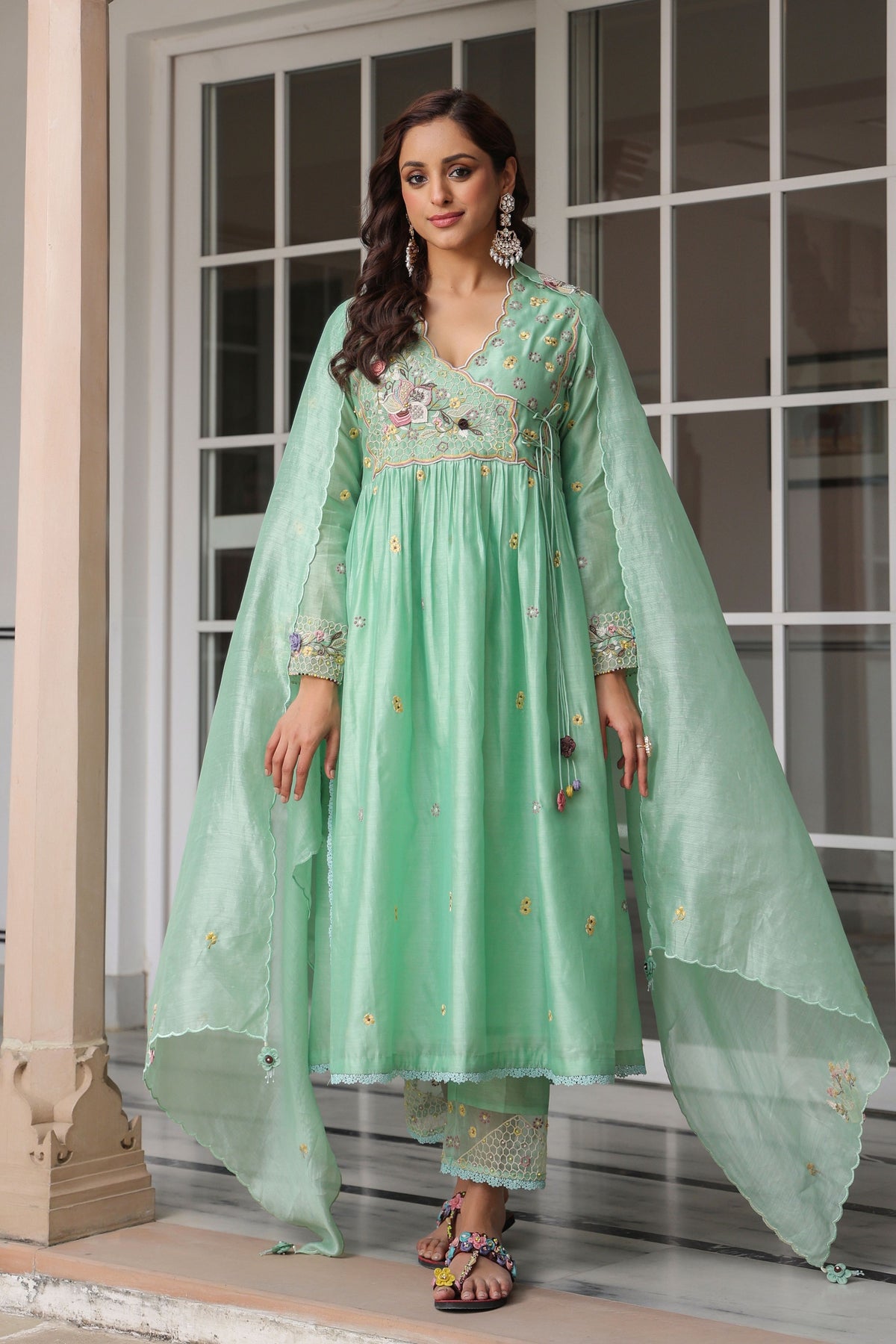 Gulzar Green Frockstyle Kurta Set