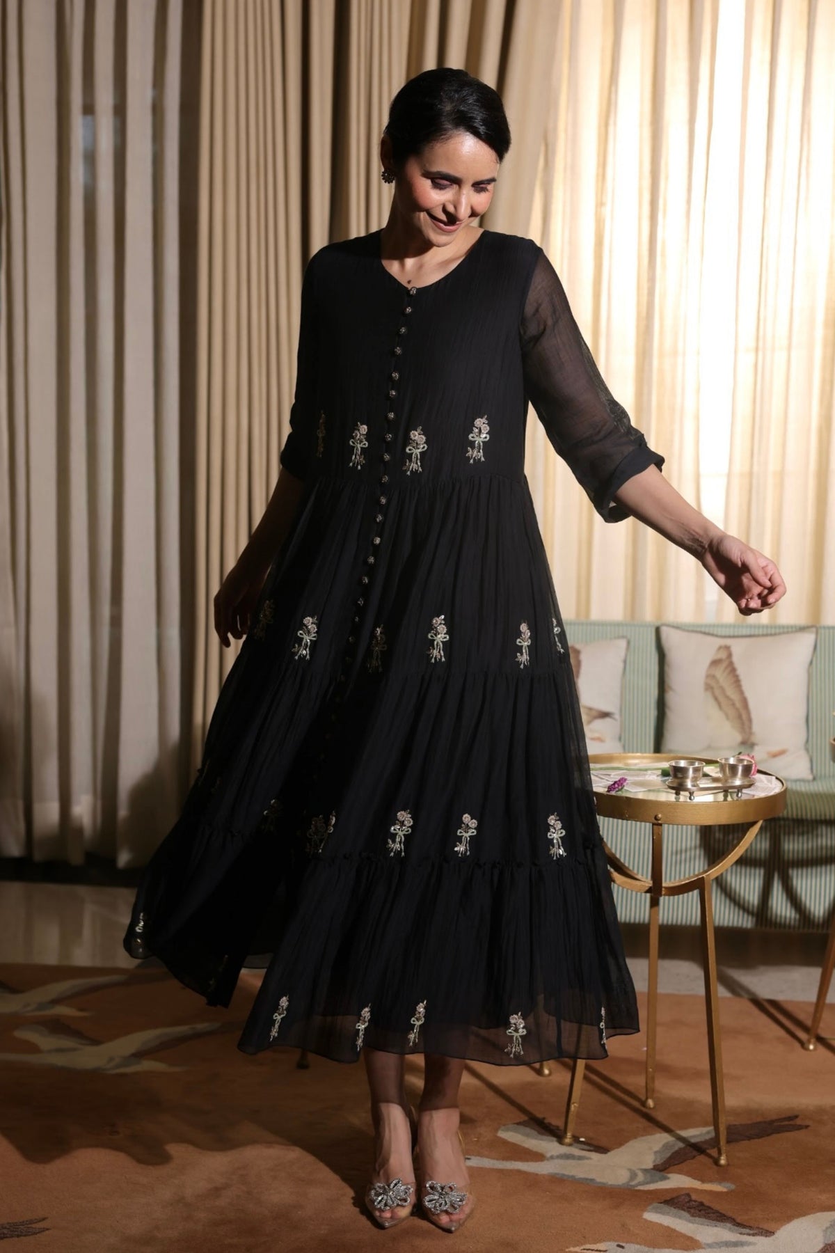 Noor Black Tier Dress