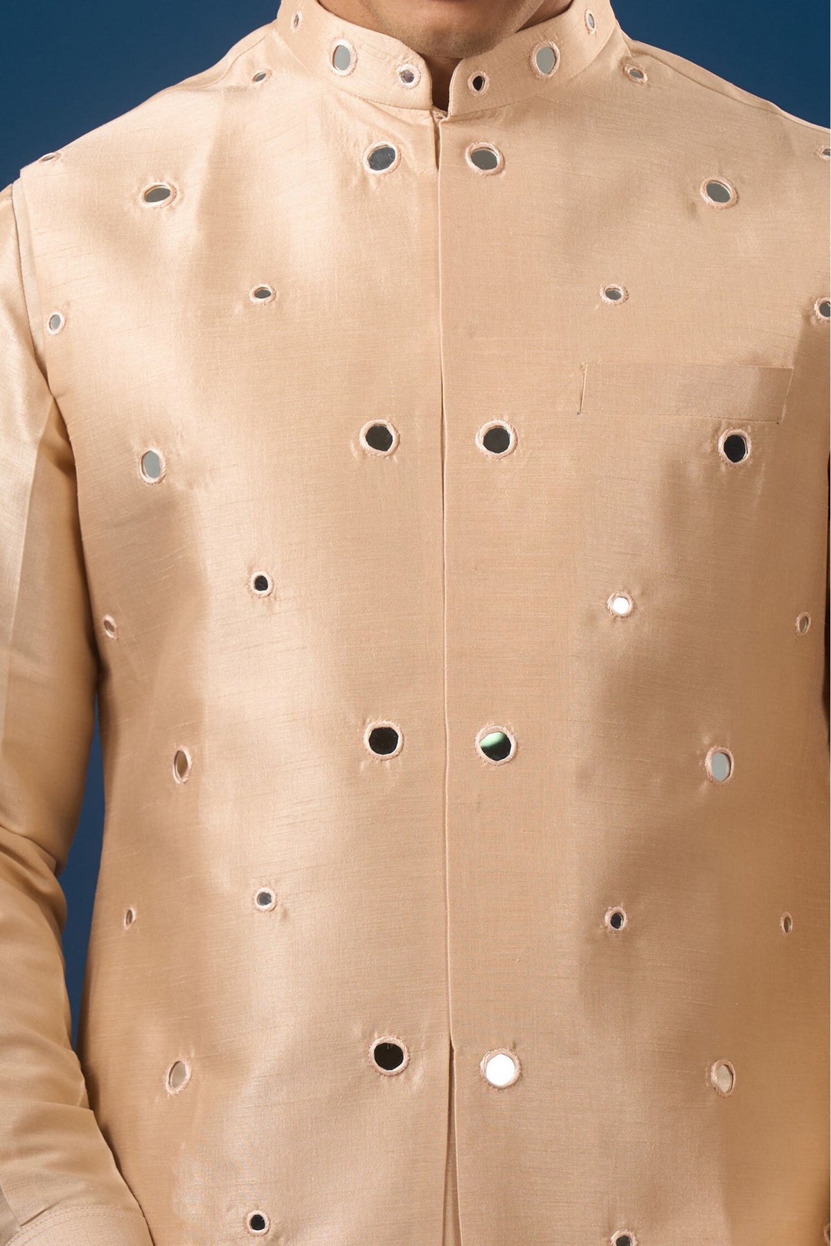 Peach Mirror Kurta-bundi Set