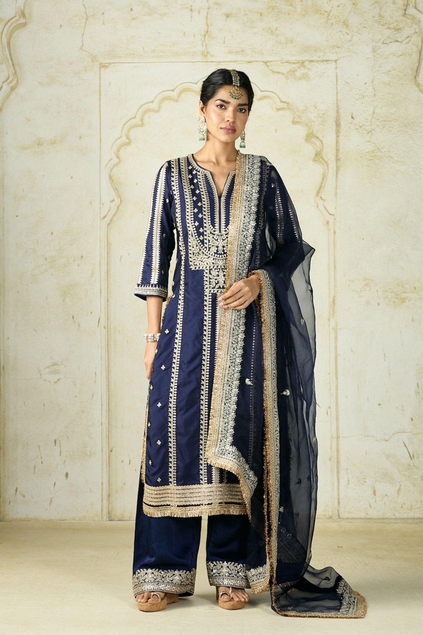Navy Lakshmi Kurta Set - Gopi Vaid - Elahe