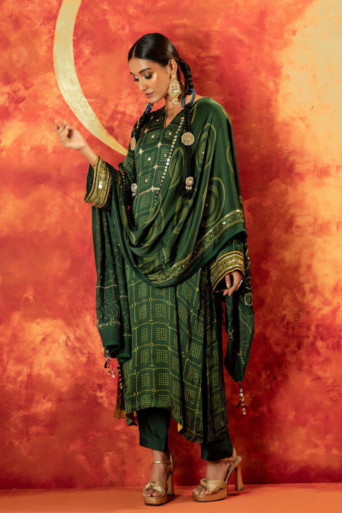 Sitara Ajrakh Green Kurta Set