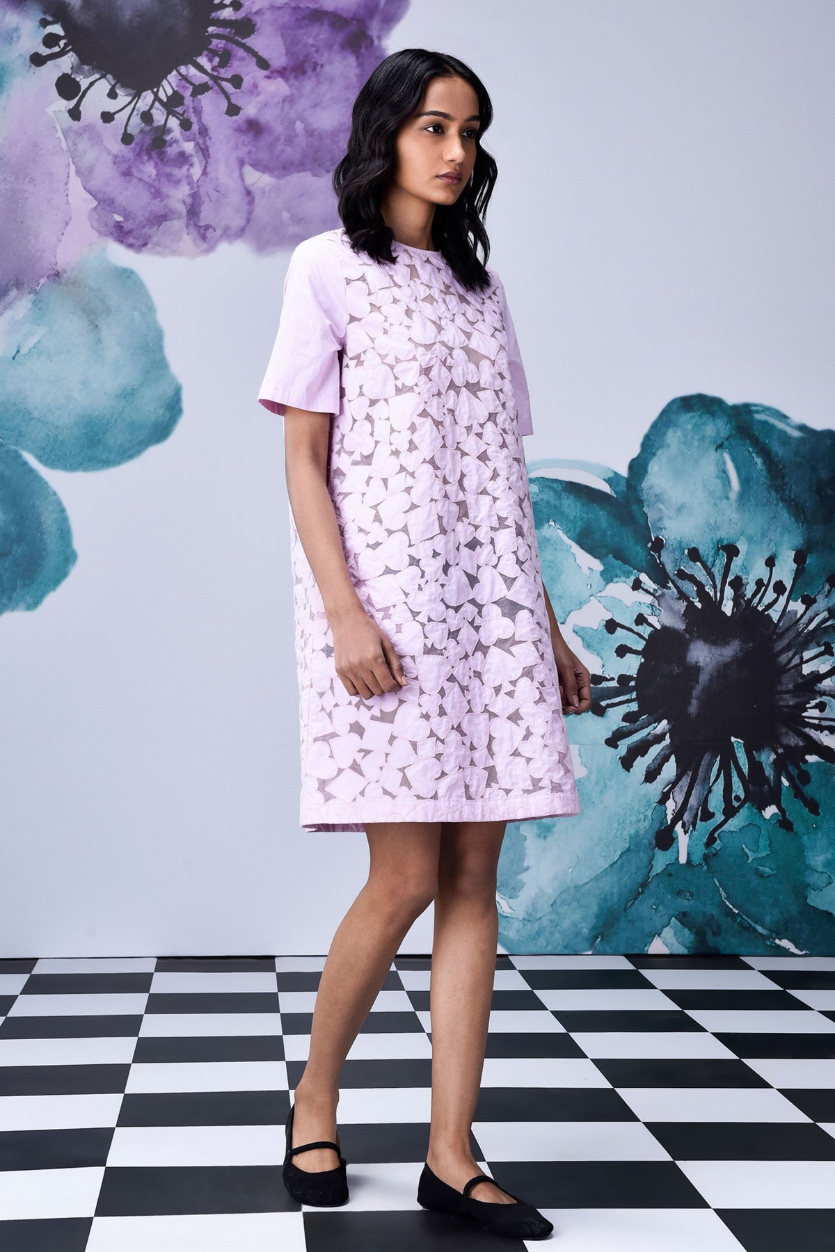 Cutout Embroidery Dress  Smoothie Pink