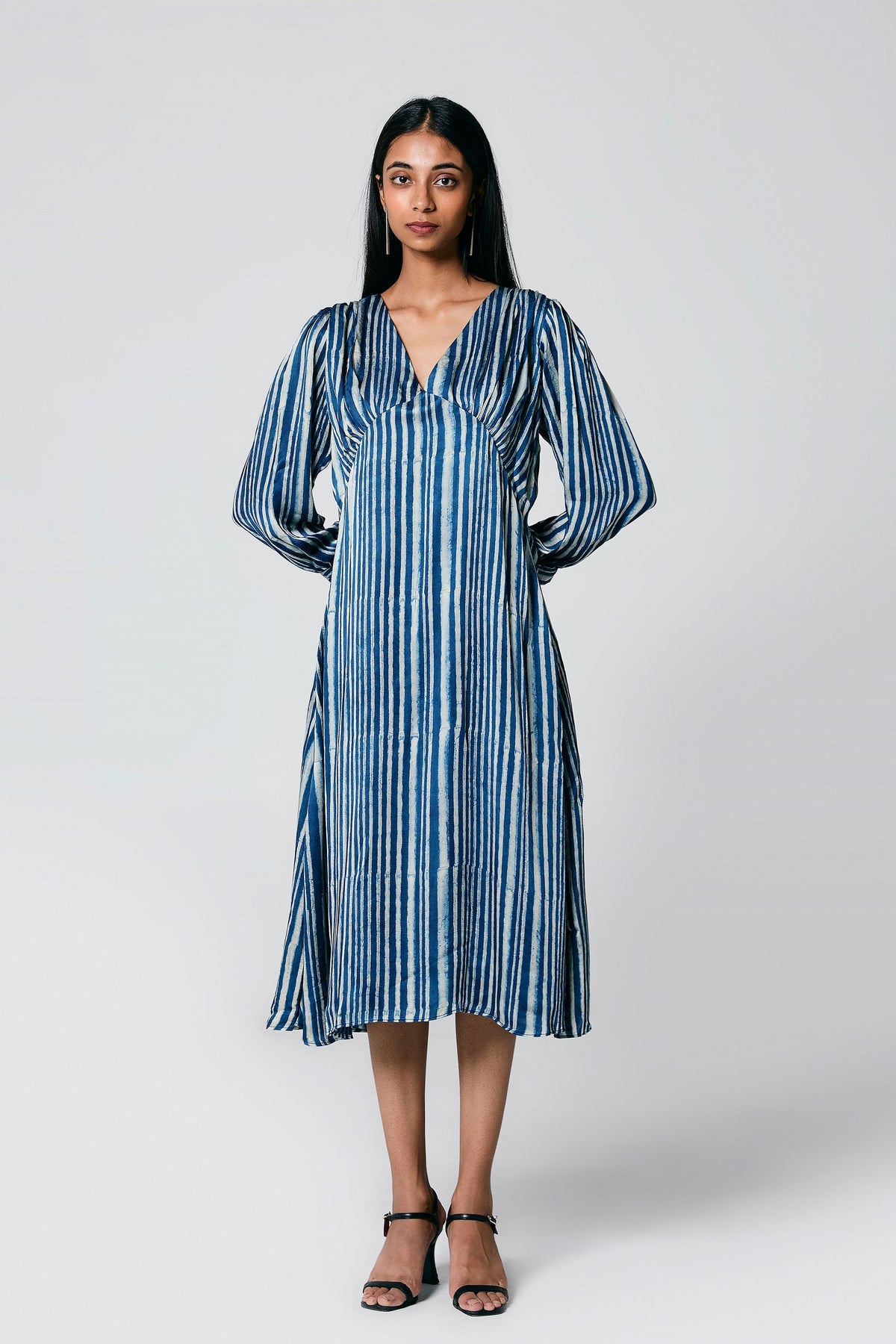 V Neck Mid- Length Dress