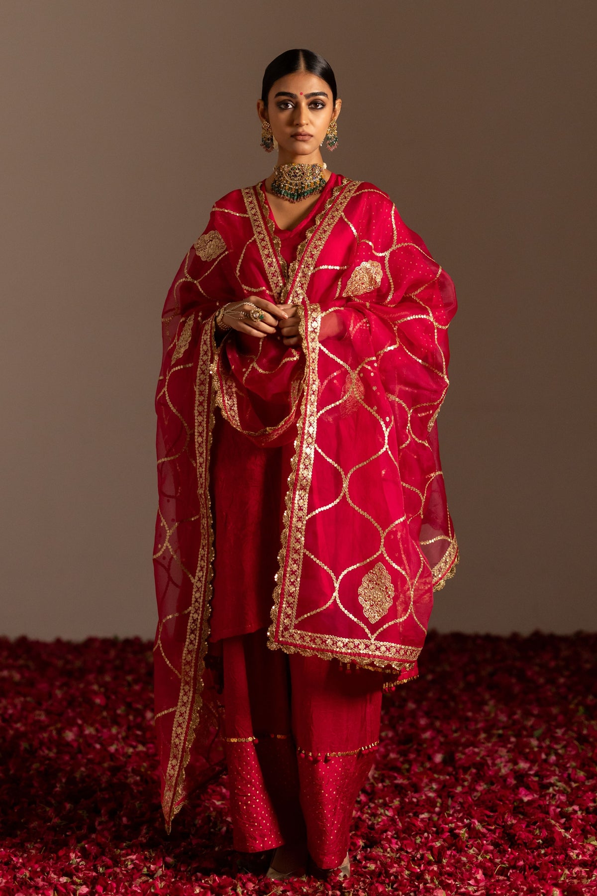 V-Neck Side Kali Kurta Set