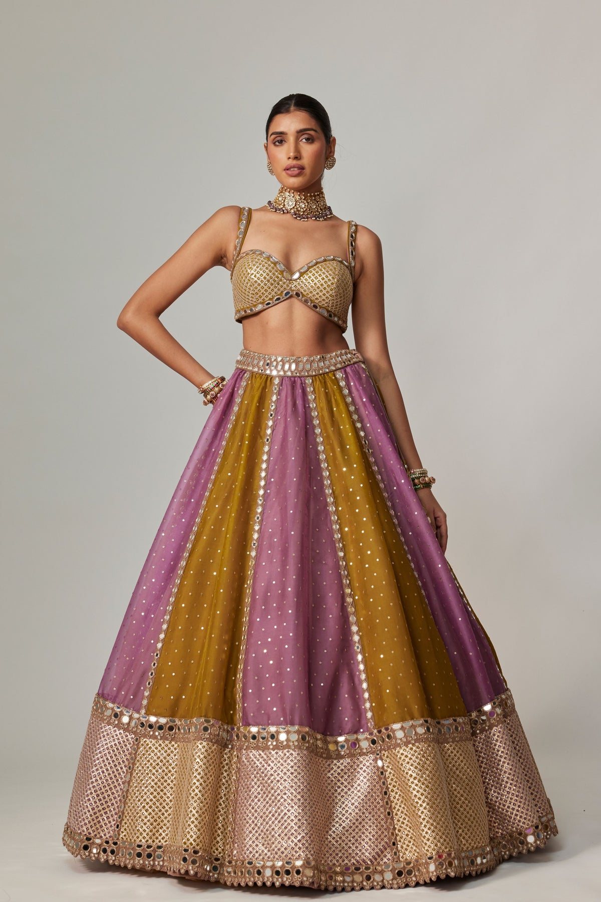 Green Multicolor Lehenga Set