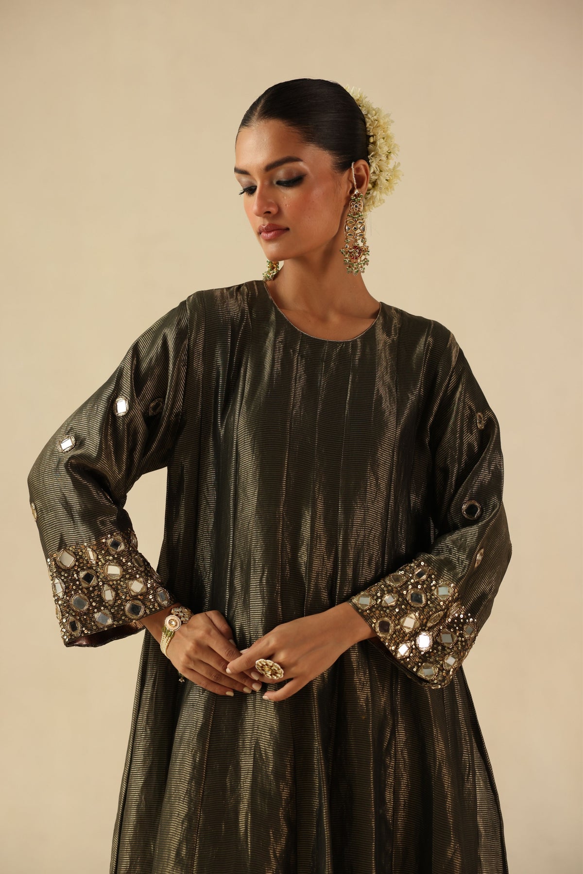 Olive Green Afsana Kalidar