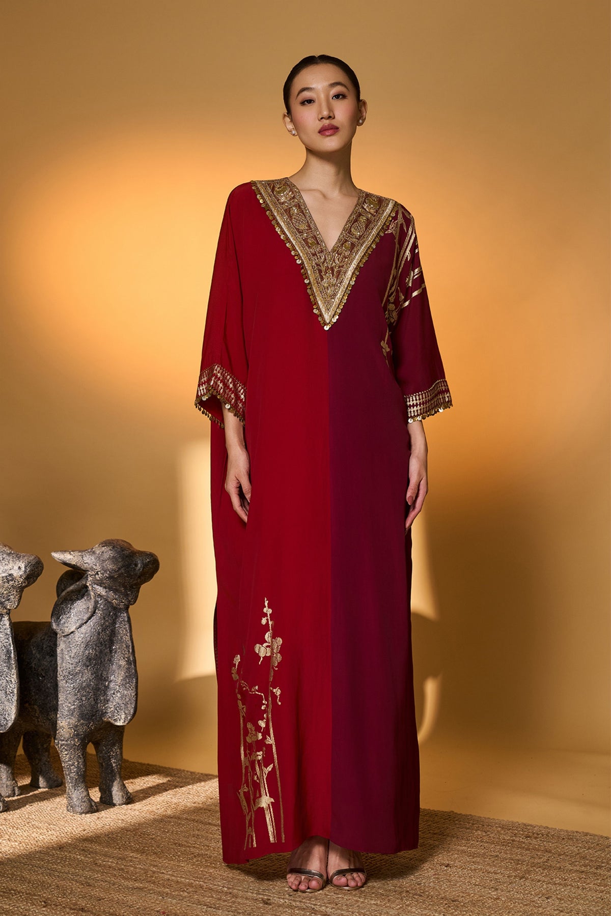 Red Plum Moonlight Melody Kaftan