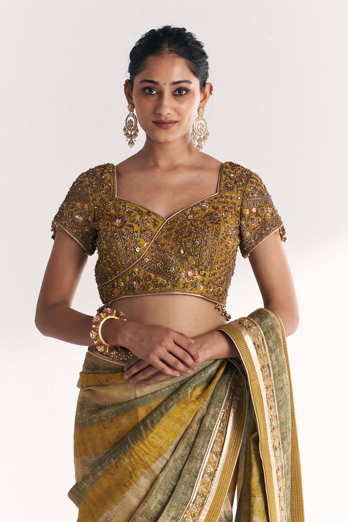 Kusum Lime Green Saree