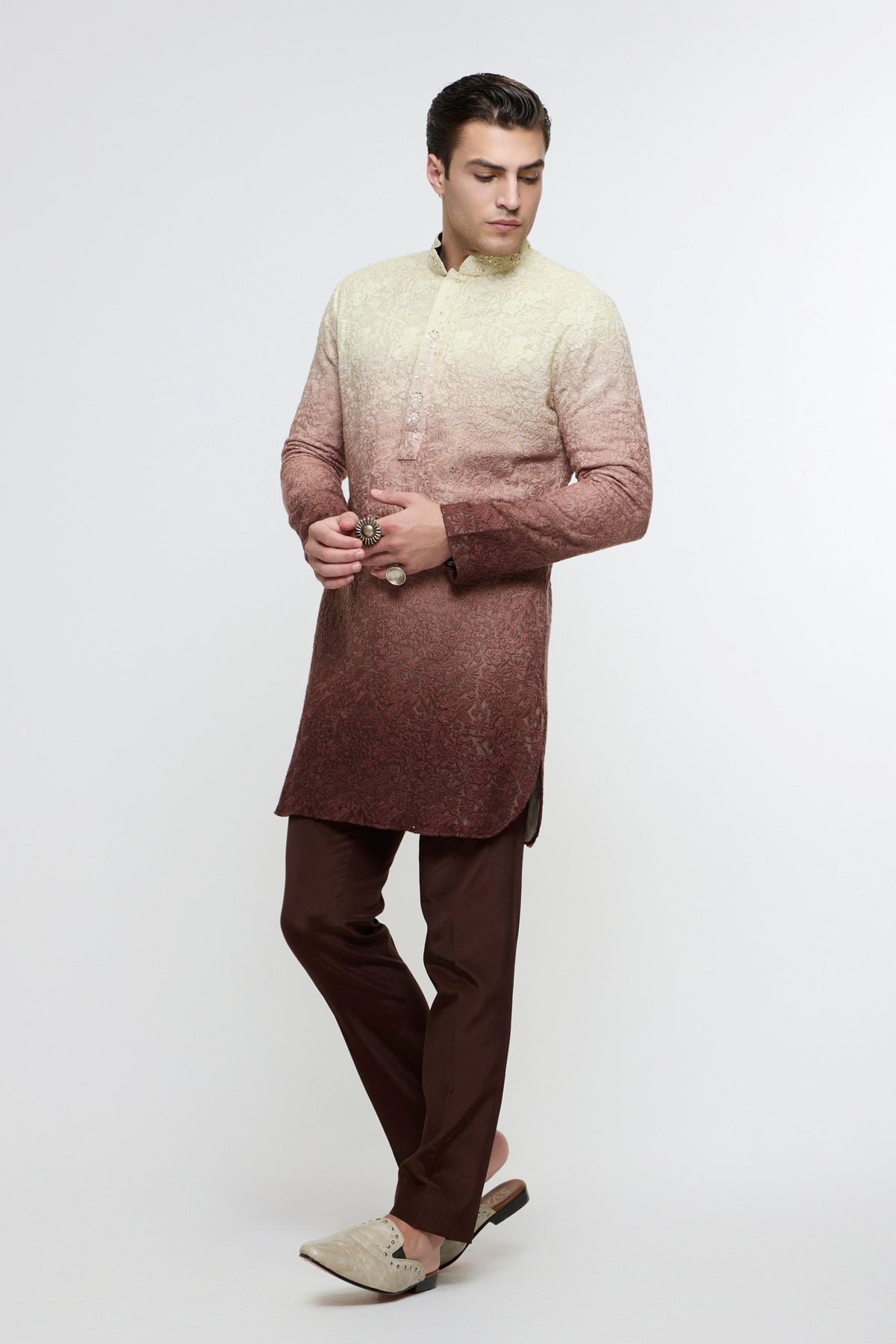 Mocha Elan Kurta Set