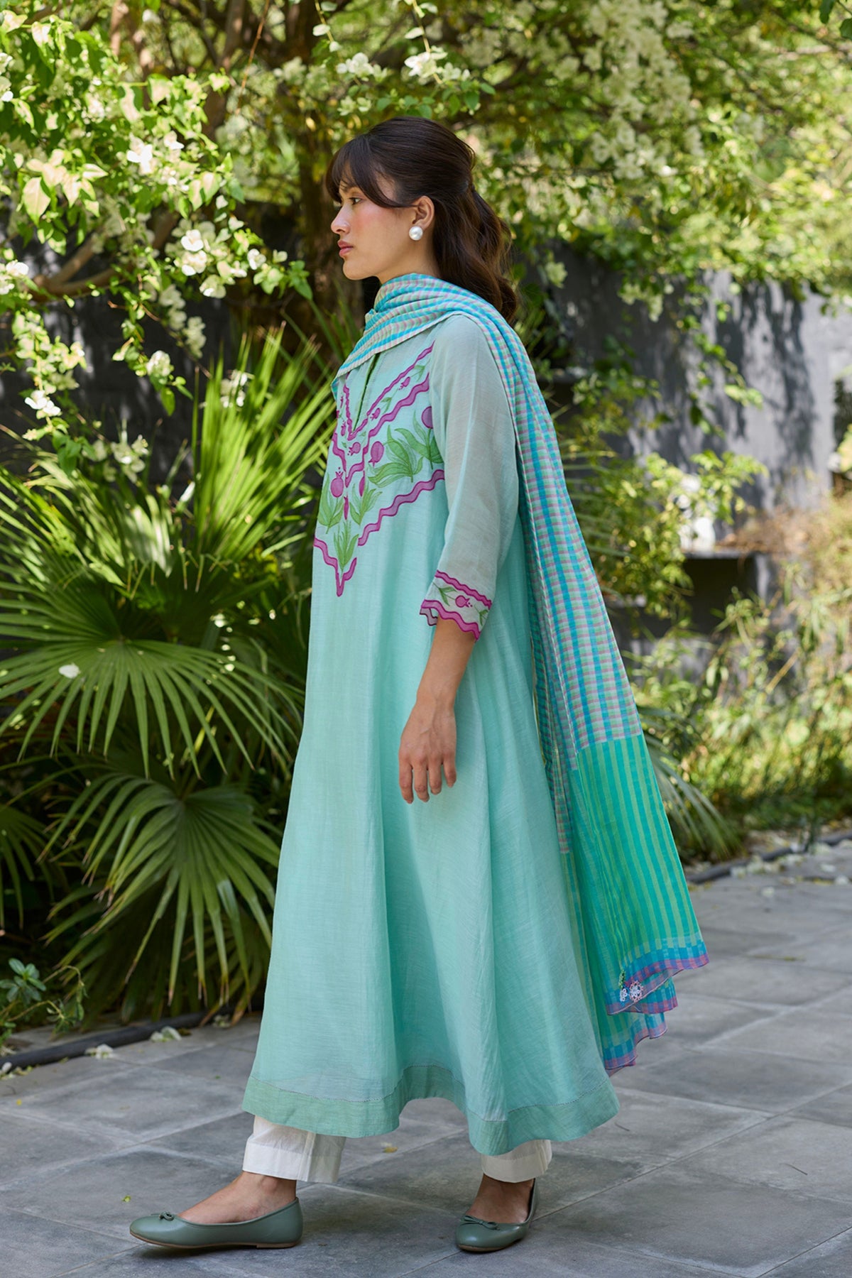 Pomegranate Trail Blue Embroidered Kurta Set