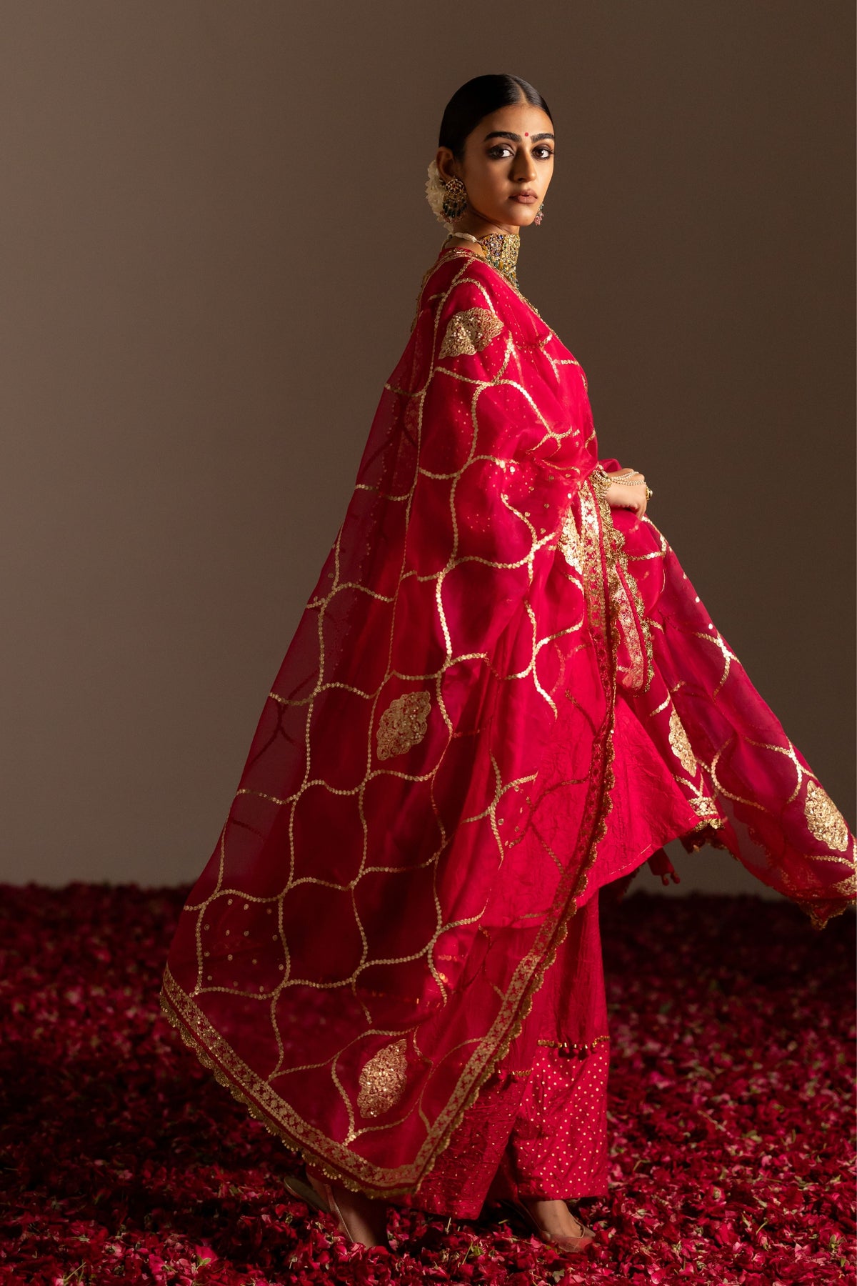 Pink Organza Jaal Dupatta